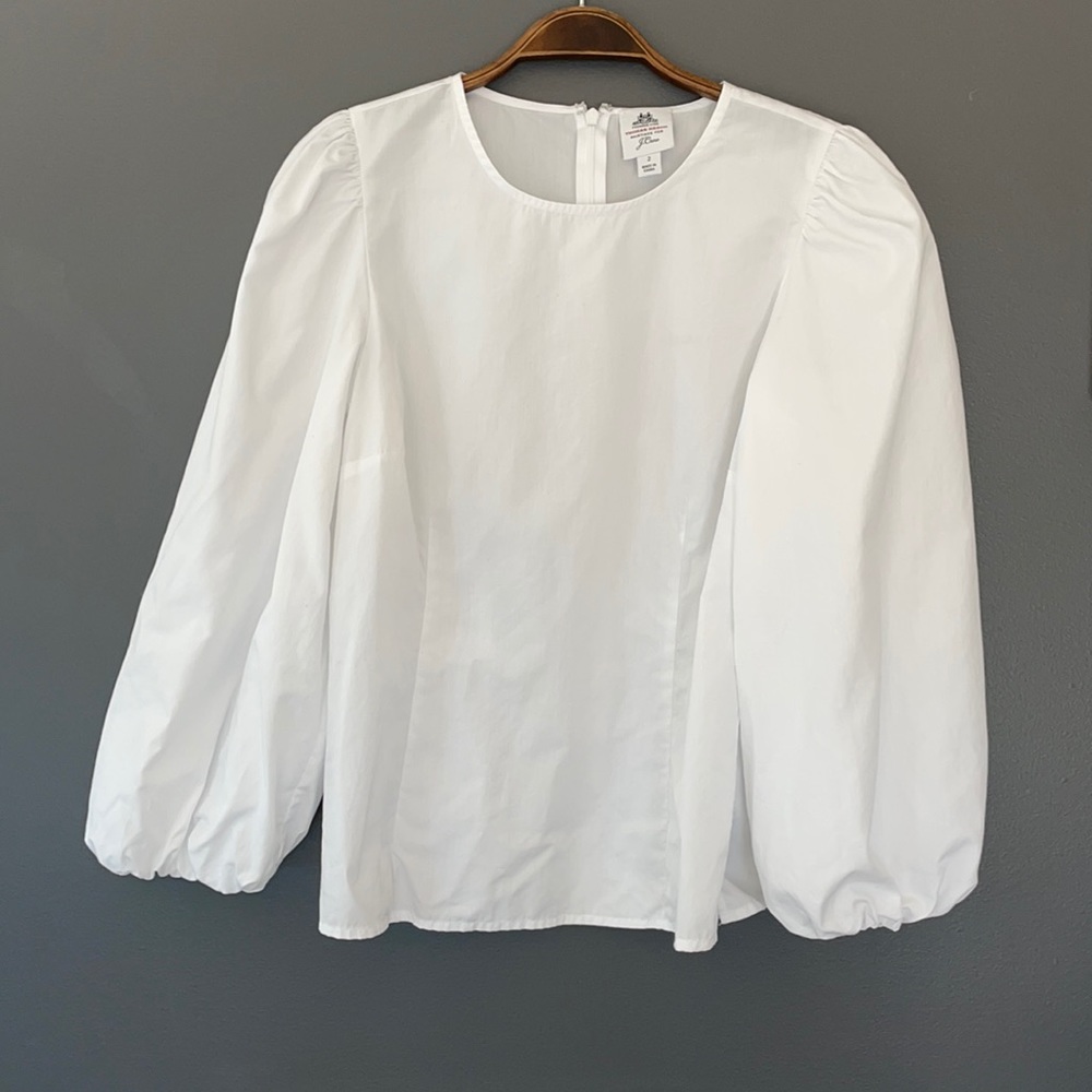 Women’s J Crew Long Sleeve Shirt Thomas Mason Size 2 White J8629.